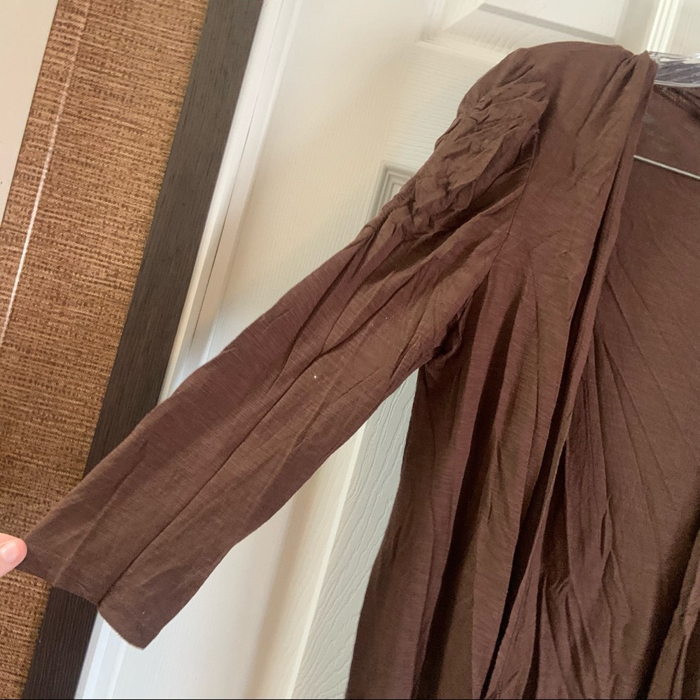 Alyx Brown Open Front 3/4 Sleeve Cardigan Medium - Picture 3 of 6